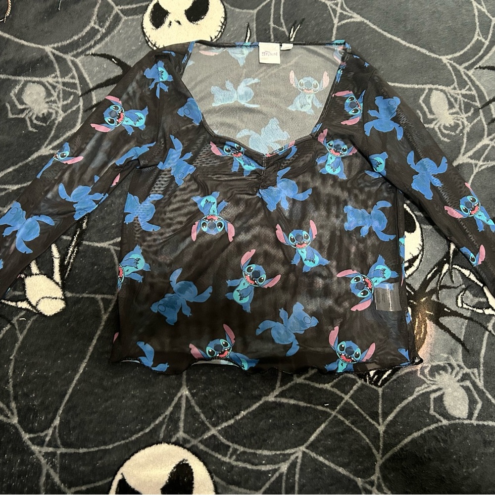 Disney stitch mesh crop top